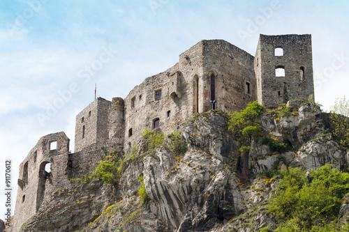 The view of Strecno castle in the springtime. Slovakia