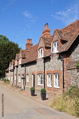Brick and flint cottages, Hambledon.