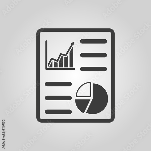 The business report icon. Audit and analysis, document, plan symbol. Flat