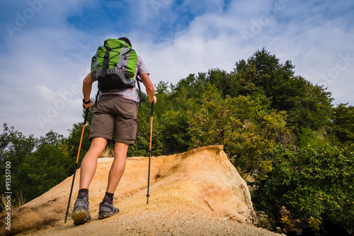 A man hiking on the hills