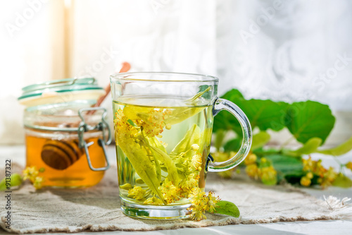 Healthy linden tea with honey