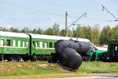 Crash of trains: the passenger train collided with the freight train