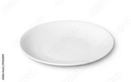 White empty plate isolated on white background. Clipping path included