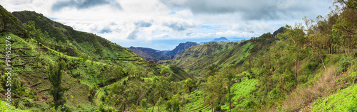 Panoramic view of Serra Malagueta mountains in Santiago Island