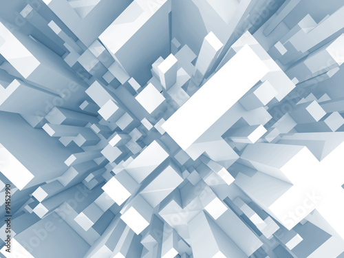 Abstract schematic light blue 3d cityscape, top view