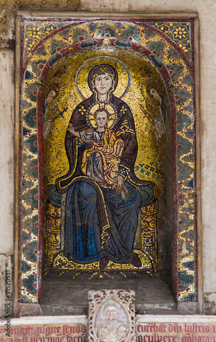 Byzantine mosaic of Madonna and Child in Palermo, Sicily