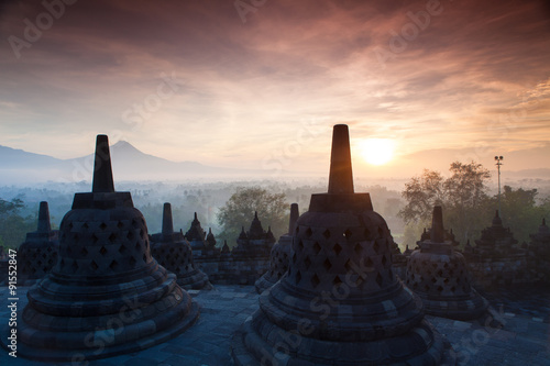 Borobudur Temple.Blue sky Yogyakarta, Java