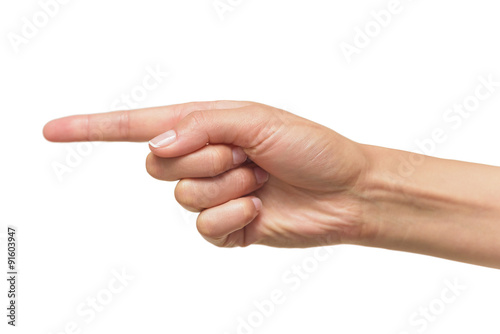 Human hand point with finger 