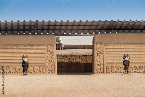 Adobe walls at archeological site Chan Chan