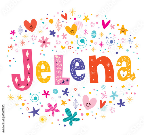 Jelena girls name decorative lettering type design