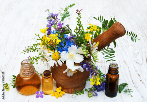 Nature oil with wildflowers