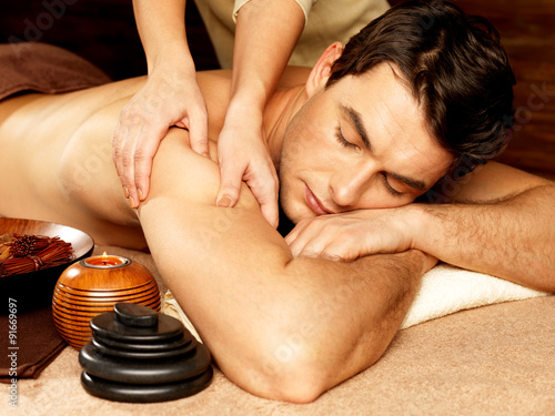 Man having massage in the spa salon