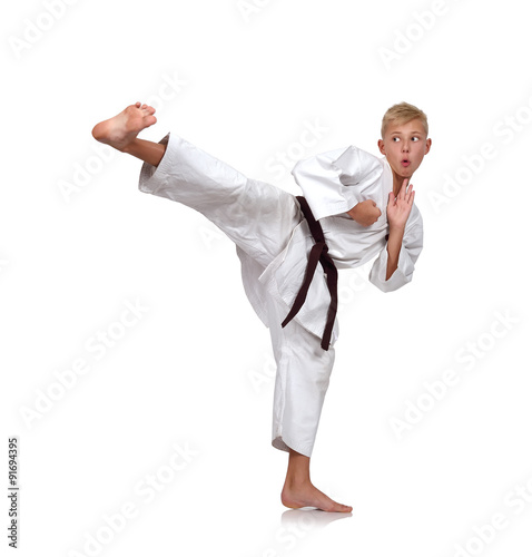 boy training karate