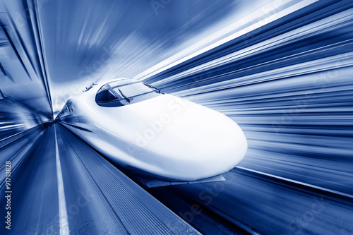  modern high speed train with motion blur