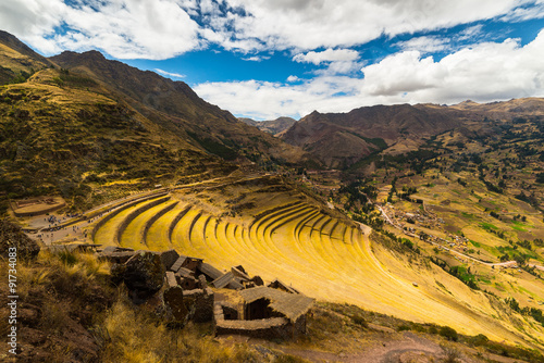 Inca's terraces in Pisac, Sacred Valley, Peru