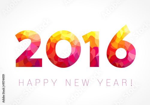 2016 new year color card with flamy red numbers. The logotype of 2016 in shades of red.