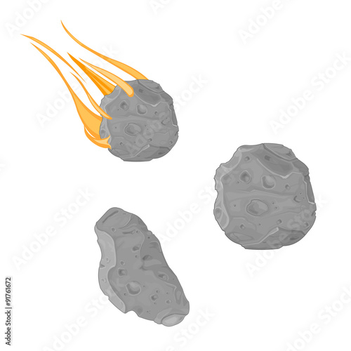 Falling Meteorite with asteroid icon illustrations - A vector illustration of an asteroid and meteor strike. Rocks from space orbiting and falling.