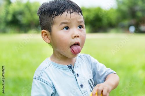 Little boy feeling thirsty