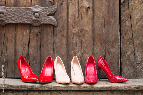 Different pairs of high heel shoes