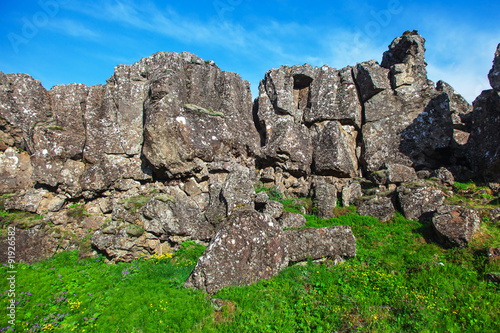 Thingvellir National Park - famous area in Iceland right on the spot where the atlantic tectonic plates meets.