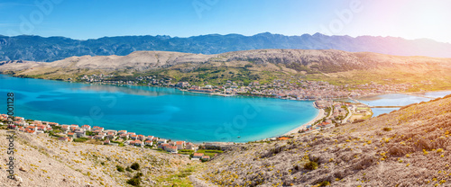 Aerial view of Croatian island of Pag