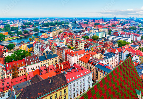 Aerial panorama of Wroclaw, Poland