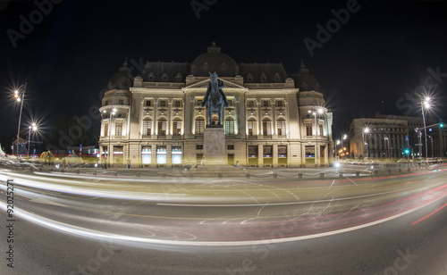 Bucharest, Romania – September 20, 2015 – The Central University Library of Bucharest (Romanian: Biblioteca Centrala Universitara), nightscene.