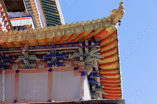 Gilded makara on rooftop-Tashilhunpo monastery. Shigatse-Tibet. 1715