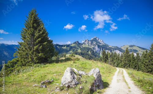 View to the mountain Kampenwand in the bavarian alps