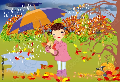 jesienny spacer w deszczu, 