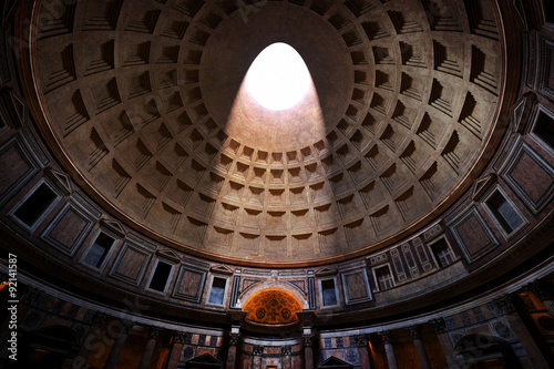 The Pantheon, Rome, Italy. Light shining through an oculus in the ceiling