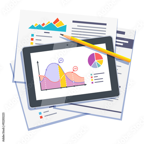 Statistical data abstract on paper and tablet