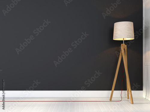 Tripod lamp with red wire