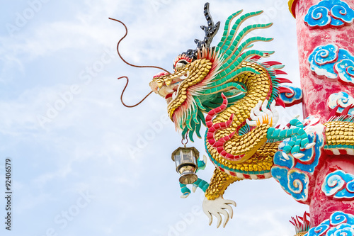 Chinese style dragon statue on natural light