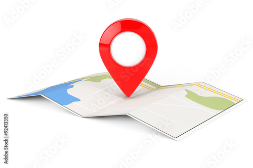 Folded Abstract Navigation Map with Target Pin
