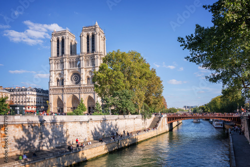 Notre Dame de Paris and the river Seine, Paris, France