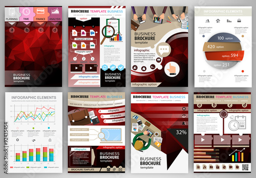 Red business brochure template with infographic elements