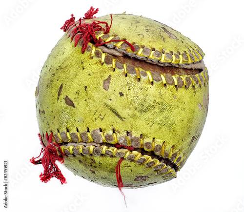 Wornout and torn softball