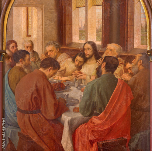 Bruges - Last Supper of Christ by Van Heary (1865) in st. Giles