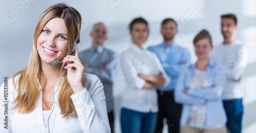 Female telephonist in headset