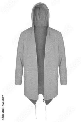 light grey warm hoodie on white background 