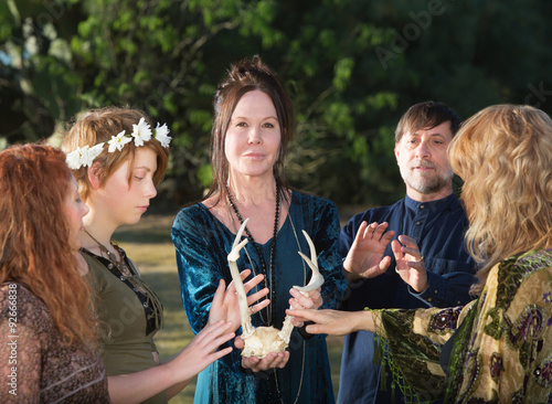 Group of Wicca People with Antlers