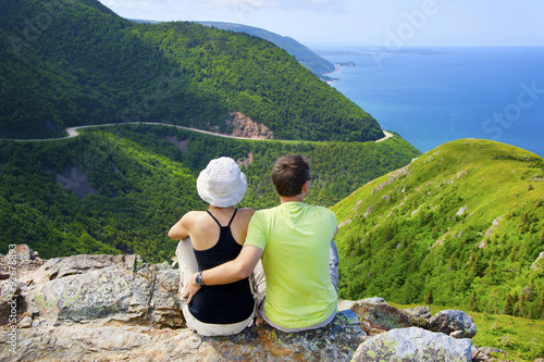 A couple at Skyline Trail in Nova Scotia, Canada