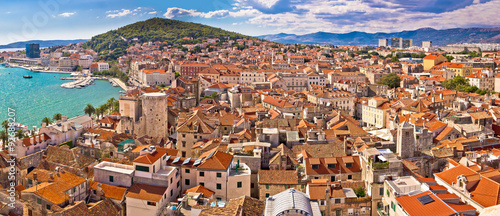 City of Split historic city core aerial view