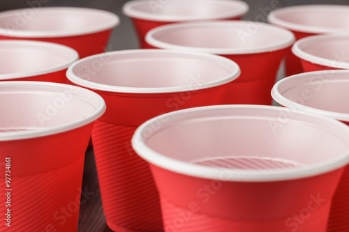 red plastic cups on the table