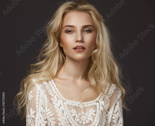 Studio portrait of a beautiful young blond woman