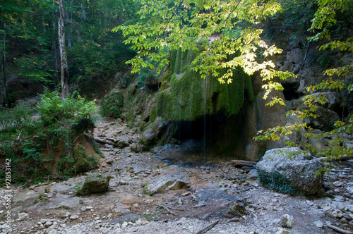 View of Silver Streams waterfall, Grand crimean canyon, Crimea