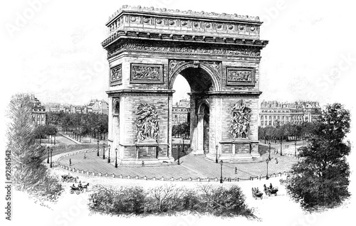 Triumphal arch of the star, vintage engraving.