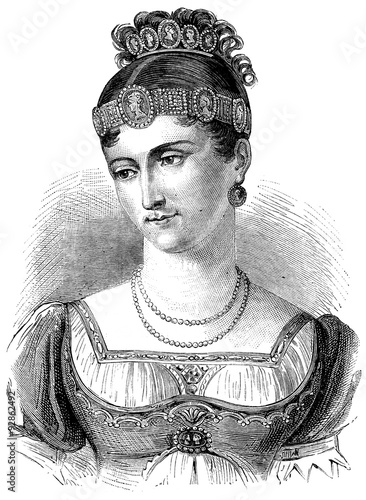 Pauline Bonaparte, vintage engraving.