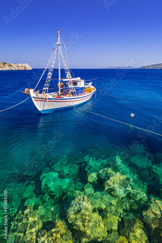 Fishing boats at the coast of Zakynthos, Greece